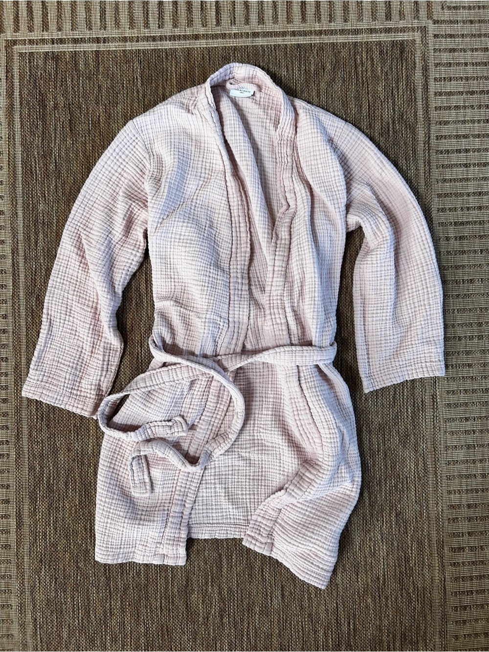 Parachute light pink waffle knit soft robe | size large